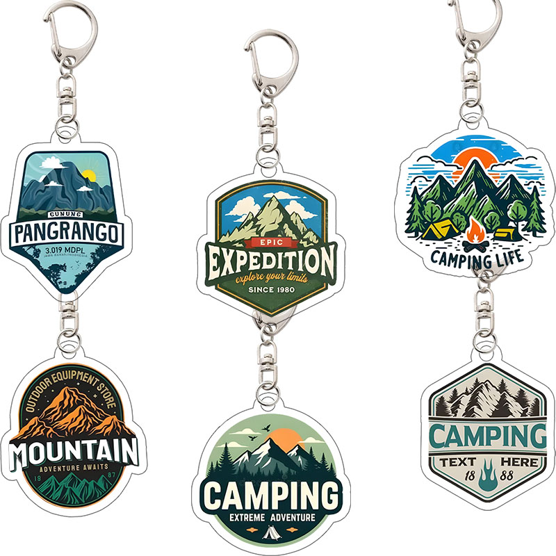 Outdoor Adventure Backpack - Retro Outdoor Camping Mountain Peak Badge